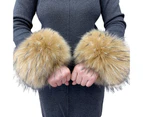 1 Pair Women Cuffs Solid Color Faux Fur Autumn Winter Windproof Fluffy Wristbands for Daily Wear Style10