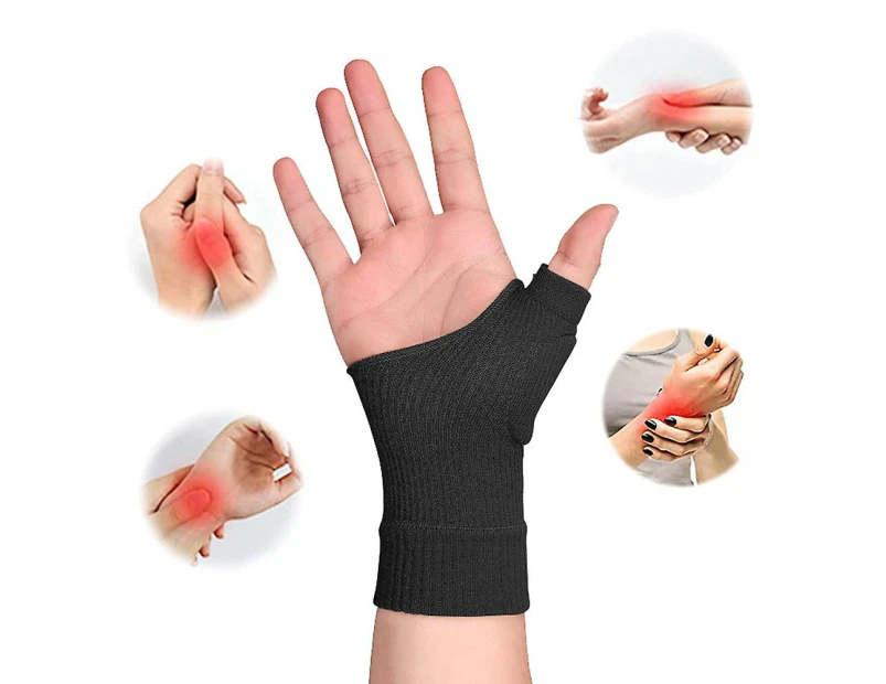 Compression Therapy Gloves Gel Filled Thumb Hand Wrist Support Arthritis Compression Gloves - Black