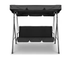 Milano Outdoor Swing Bench Seat Chair Canopy Furniture 3 Seater Garden Hammock - Black