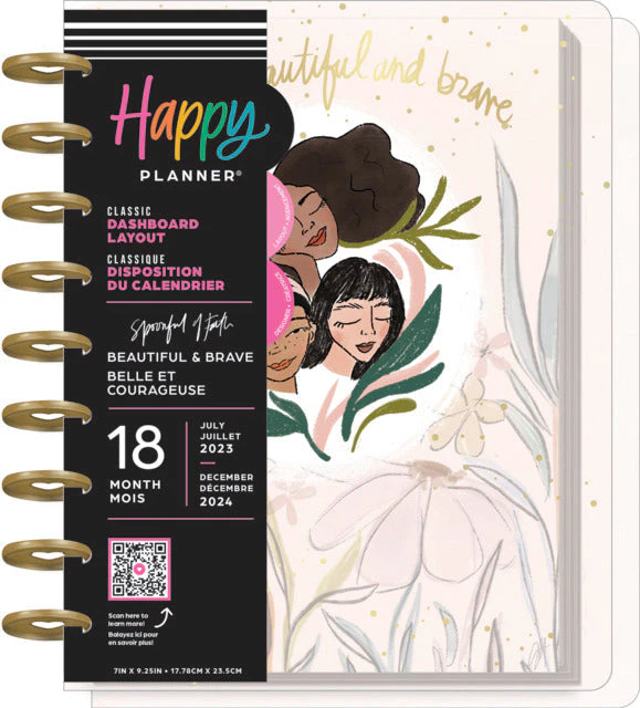 The Happy Planner Beautiful & Brave Frosted Cover Classic 18 Month Planner