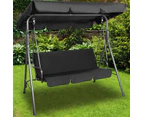 Milano Outdoor Swing Bench Seat Chair Canopy Furniture 3 Seater Garden Hammock - Black