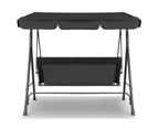 Milano Outdoor Swing Bench Seat Chair Canopy Furniture 3 Seater Garden Hammock - Black