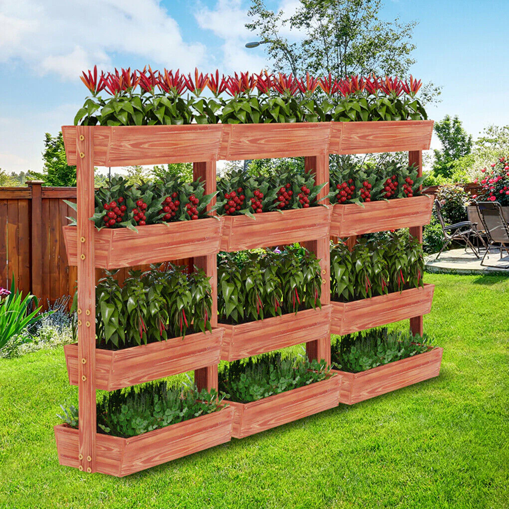 Extra Large 4Tier Raised Garden Bed Thicken Solid Wood Vertical Garden Planter