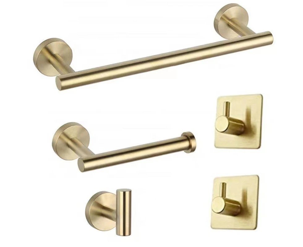 Stainless Steel Coat Hook Bathroom Towel Rack Hook Five-Piece Set,Golden,40Cm