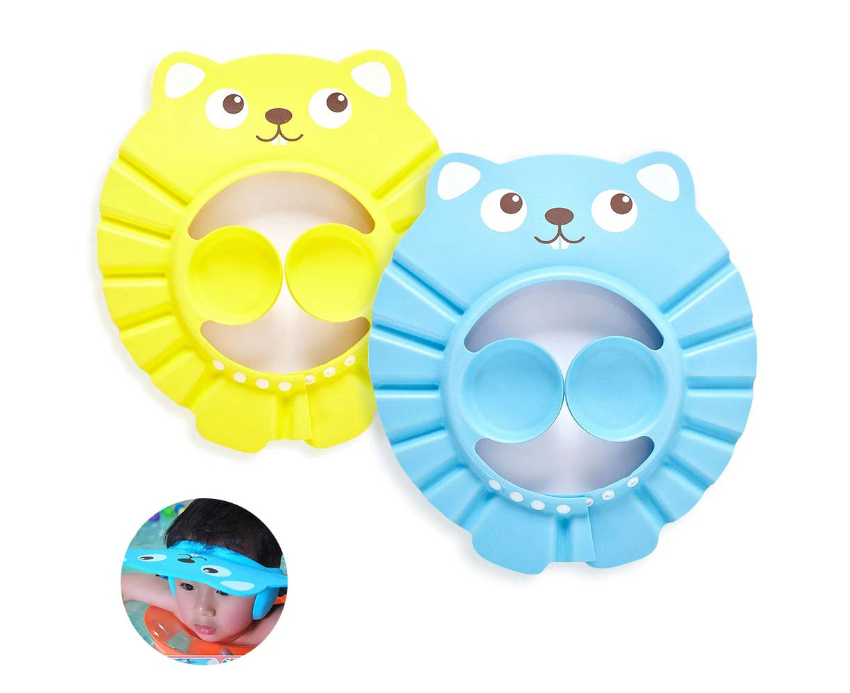 Baby Shower Cap, 2pcs Adjustable Baby Shower Cap, Kids Waterproof Protective Bathing Caps, Shower Visor Soft Ear Flap Hat