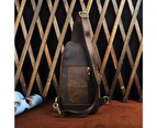 Men Soft Oil Wax Leather Fashion Triangle Chest Sling Bag Designer Travel One Shoulder Strap Cross-body Bag Daypack Male 8005 - Dark coffee