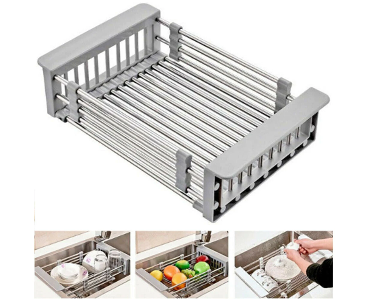 Stainless Steel Storage Sink Drain Basket Dish Drying Rack