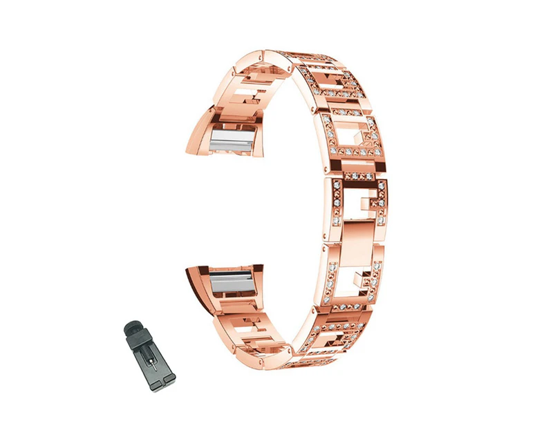 RITCHE RZK Stainless Steel Watch Band Adjustable Wristband Replacement Sport Strap For Fitbit Charge 2 For Women-Rose Gold