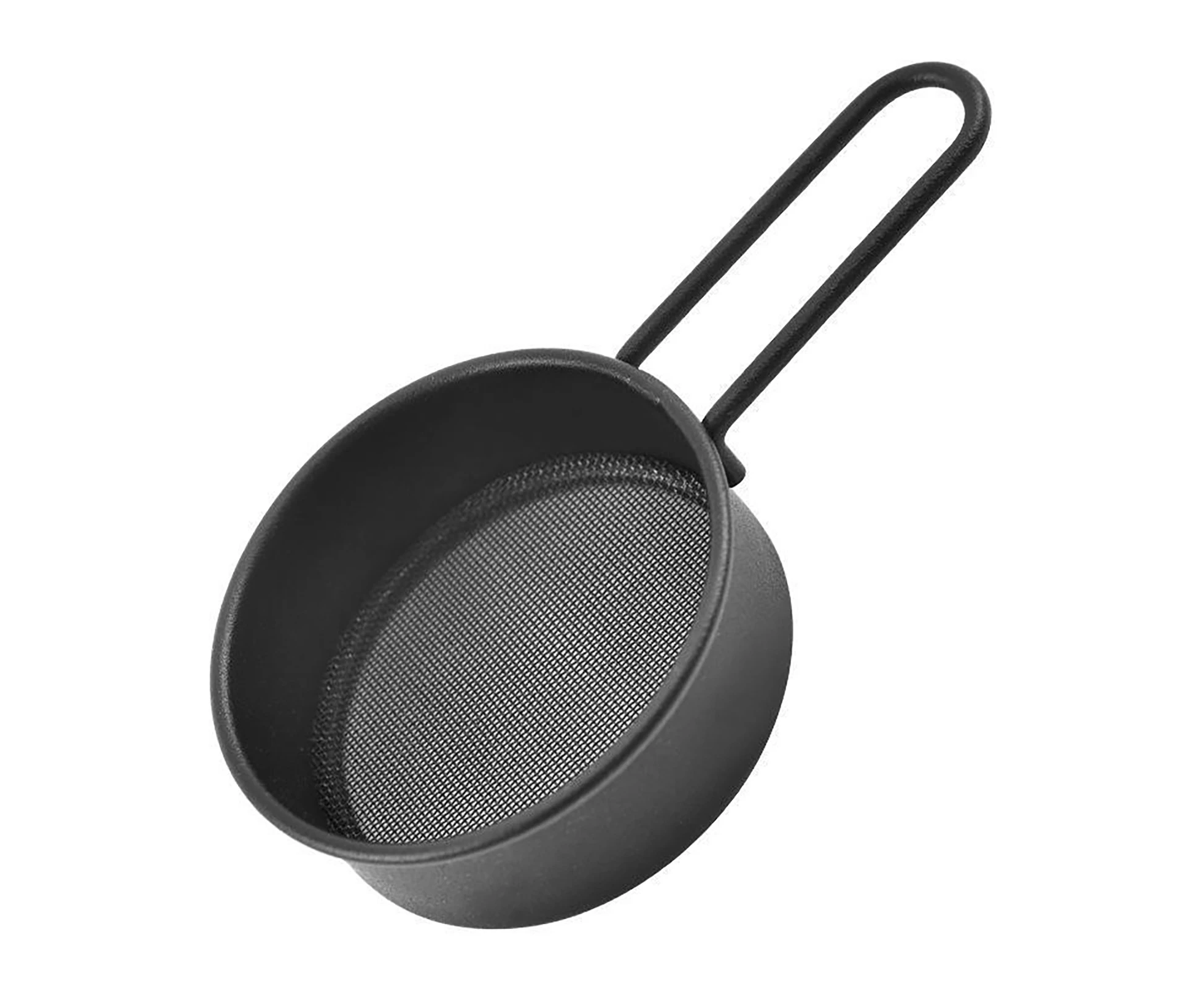 Fine Mesh Flour Sieve with Handle Reinforced Frame Round Baking Sifter Stainless Steel Powder Sugar Flour Drainer Kitchen Tool-Black