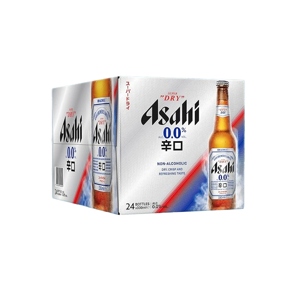 Asahi Super Dry 0.0% Non-Alcoholic Beer Bottles Slab/Case Beverage 24 x 375ml