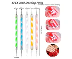 5PCS Dotting Pens with 3 PCS Nail Painting Brushes, Nail Art Design Tools