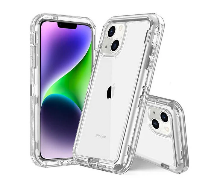 For Apple iPhone 14 Plus Case Clear Drop Resistant Defender Tough Bumper Heavy Duty Shockproof Back Cover