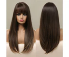 Long Straight Synthetic Wig with Bangs For Women Dark Black Brown Layered Wigs Blonde Natural Daily Hair Cosplay Heat Resistant