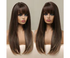 Long Straight Synthetic Wig with Bangs For Women Dark Black Brown Layered Wigs Blonde Natural Daily Hair Cosplay Heat Resistant