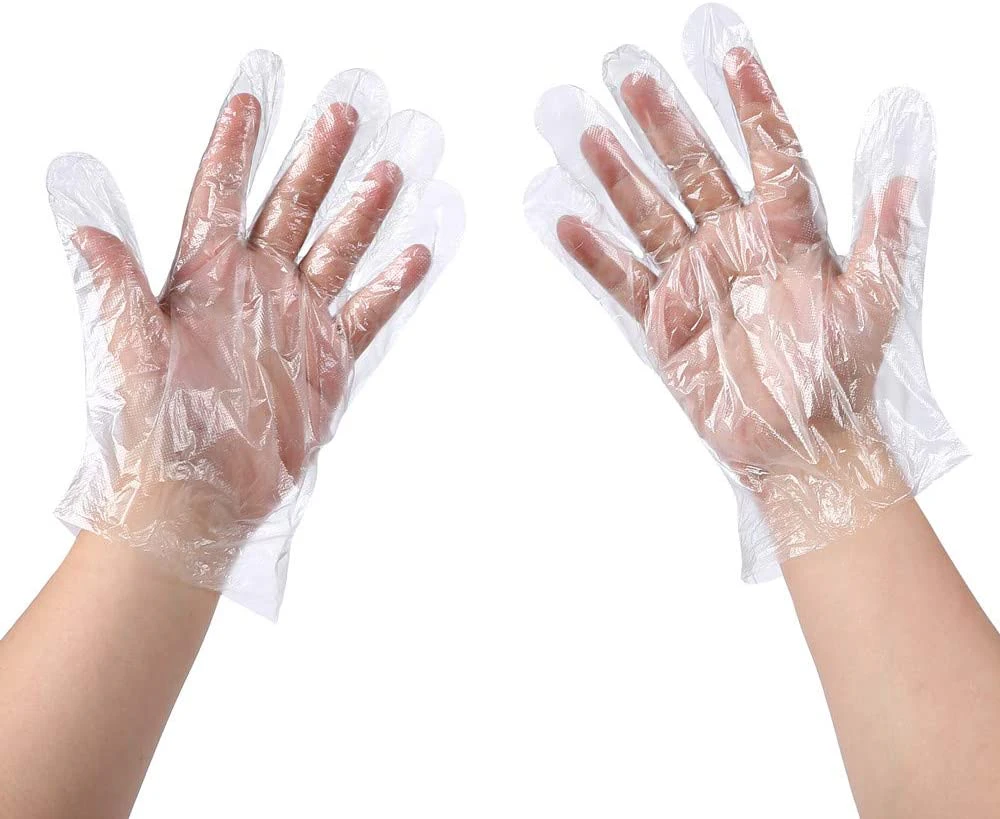 500 PCS Plastic Disposable Gloves, Transparent, One Size Fits Most