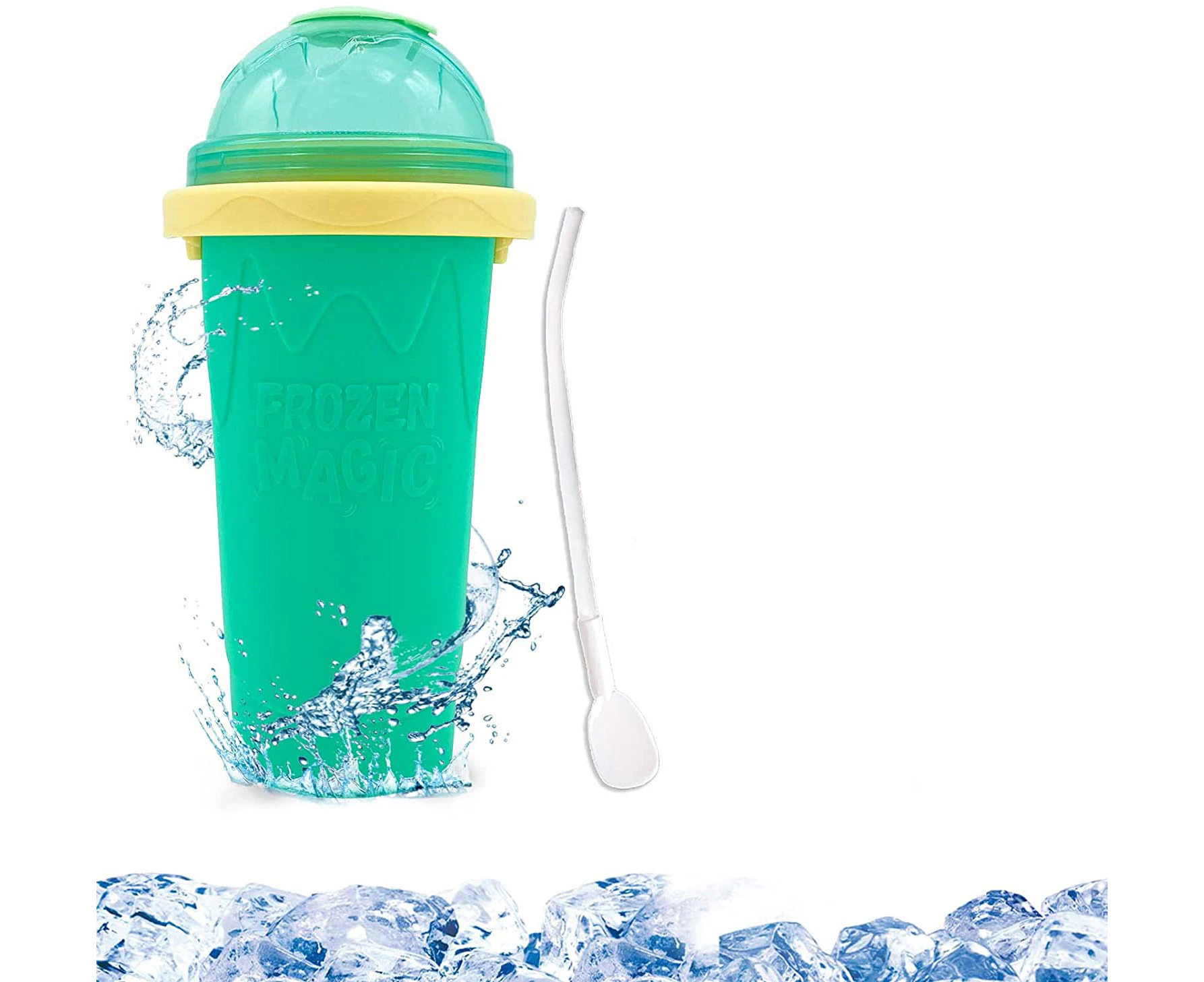 SSSuperA Slushie Maker Cup,Magic Quick Frozen Smoothies Cup Cooling Cup,Double , Green