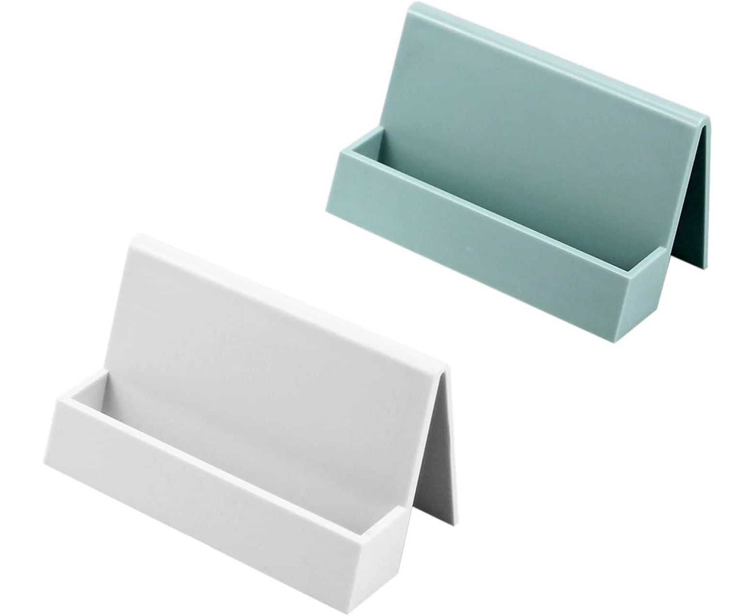 Business Card Holder for Desk, 2 Pieces Modern Plastic Business Card Holder Display Stand,Business Name Card Organizer