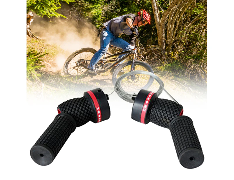 2Pcs Bike Gear Shifter Anti-oxidation Anti-rust Accessory Bike Speed Twist Gear Shifter with Grips for Cycle Black