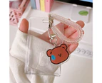 Card Holder with Lanyard Detachable Cartoon Pendant Clear Visible Dust-proof PVC Cat Duck Dog Card Cover Student Supplies-7#