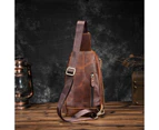 Men Quality Leather Casual Fashion Travel Waist Pack Chest Sling Bag One Shoulder Crossbody Bag Daypack For Male 8012-db - Blue