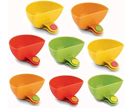 Dip Clip Bowl Plate Holder, 8 Pack Dip Clips Assorted Plate Grab Clip-on Dip Holders Tomato Sauce Salt Vinegar Sugar