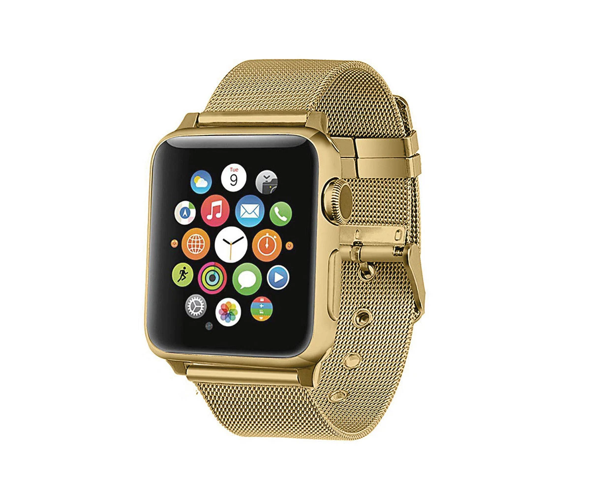 RITCHE Buckle Metal Mesh Watch Watch Band For Apple Watch (Gold)