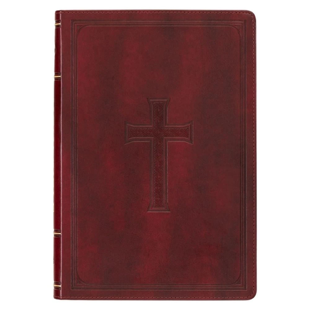 KJV Holy Bible, Thinline Large Print Faux Leather Red Letter Edition - Thumb Index & Ribbon Marker, King James Version, Burgundy