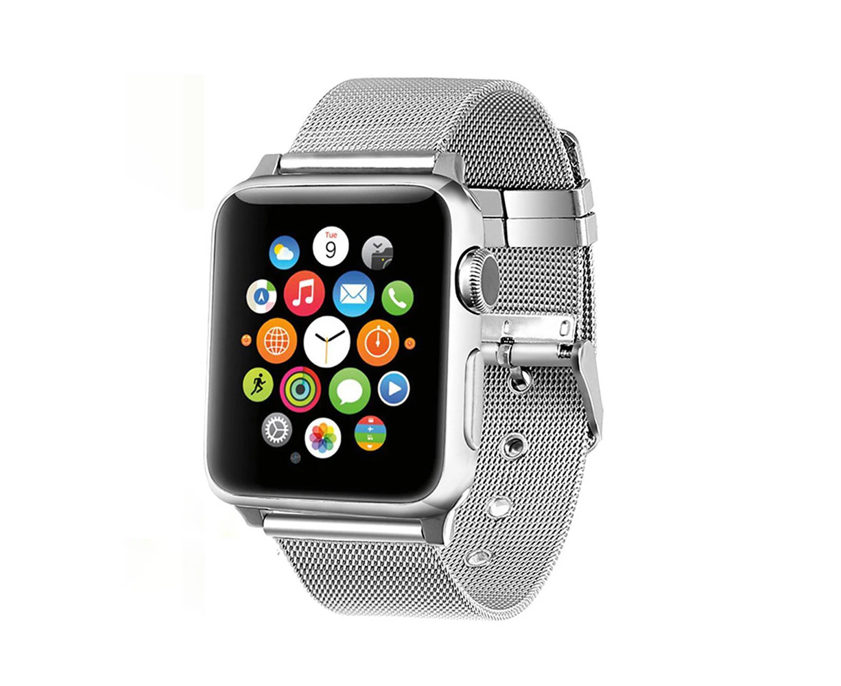 RITCHE Buckle Metal Mesh Watch Watch Band For Apple Watch (Silver)