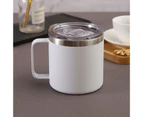 12oz Vacuum Mug Heat-resistant Leak-proof Double-layered Lidded Stainless Steel Coffee Milk Water Mug Office Supplies -White