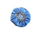 Shower Cap Waterproof Reusable Double Layers Elastic Shower Hat for Bathroom-Medium Blue