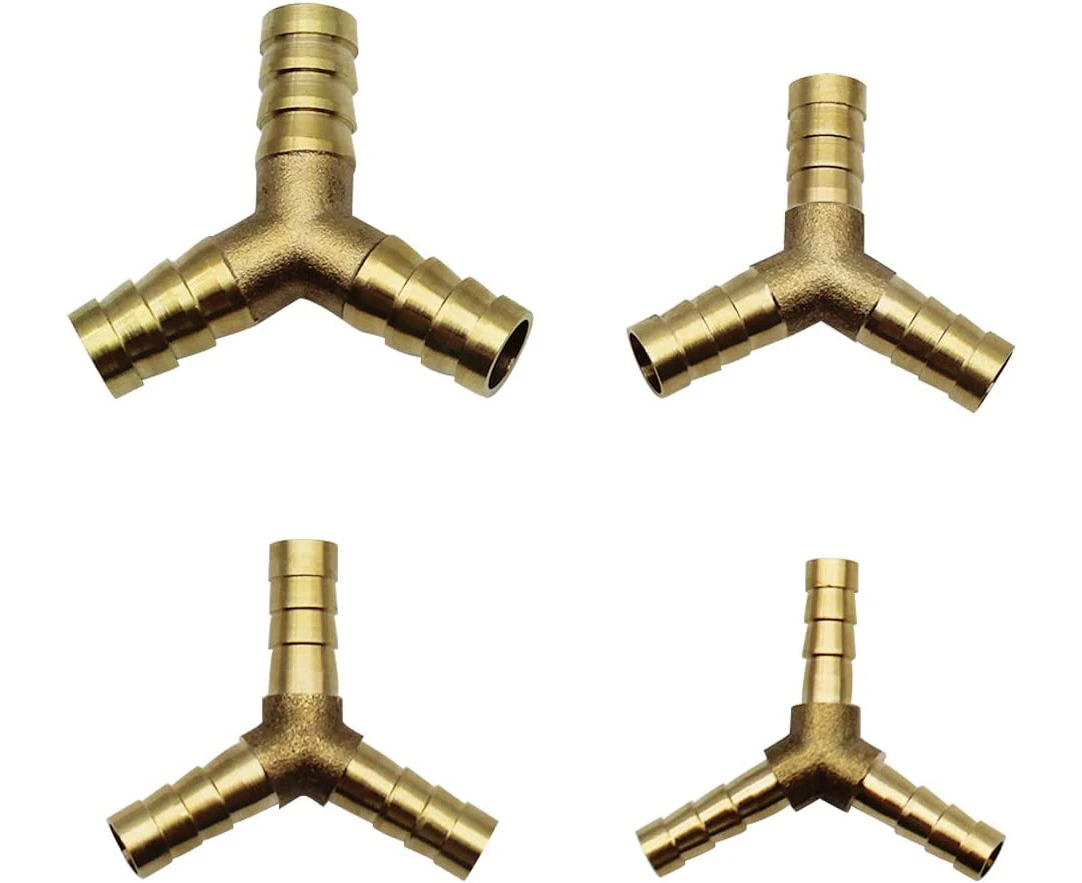 4pcs Fluted Brass Pneumatic Hose Connectors For Fuel, Air, Water, Gas Oil (6Mm, 8Mm, 10Mm, 12Mm)