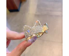 Women Hairpin Sweet Great Stickiness Exquisite Non-slip Stainless Ponytail Fixed Shiny Rhinestone Hollow Out Anti-deformed Rhombus Hair Claw Headdress