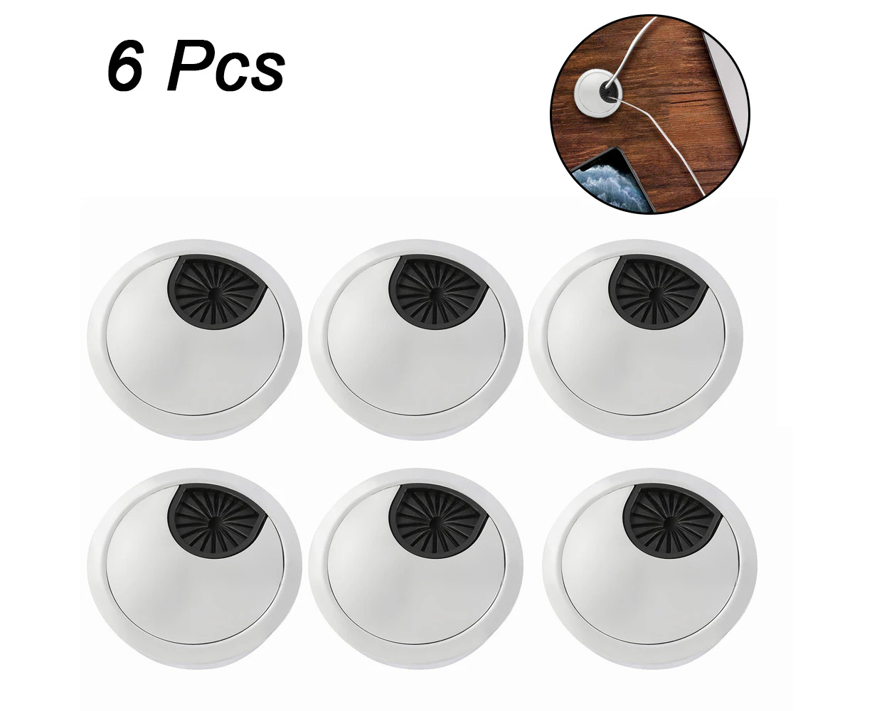 6pcs Desk Wire Cord Cable Grommets Hole Cover - White