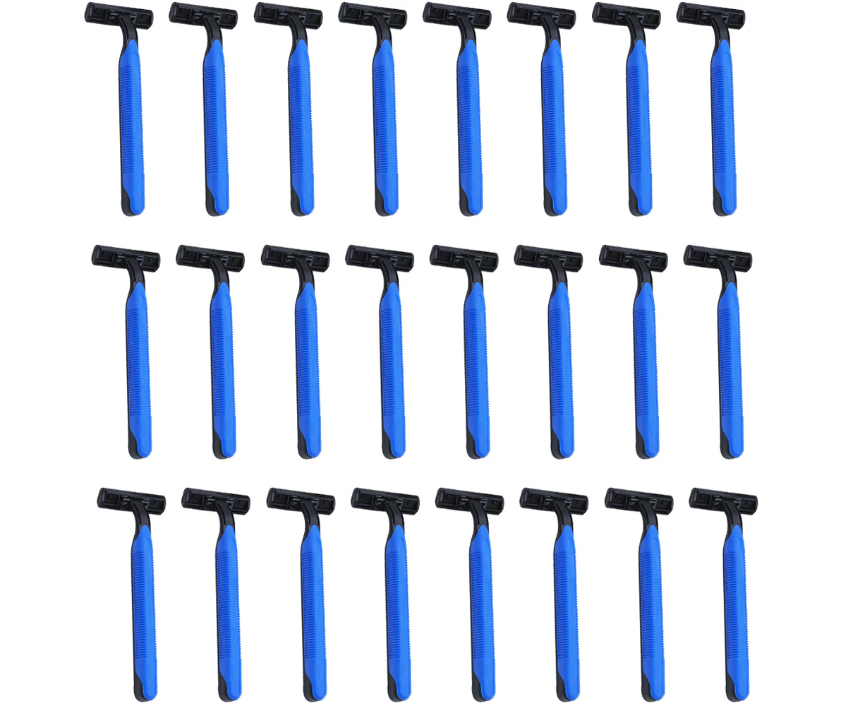 30 Pack Individually Wrapped Twin Blade Razors With Clear Safety Cap, Disposable,Unisex-Blue