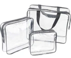 3 Pieces Large Clear Travel Bags for Toiletries, Waterproof Clear Plastic Cosmetic Makeup Bags