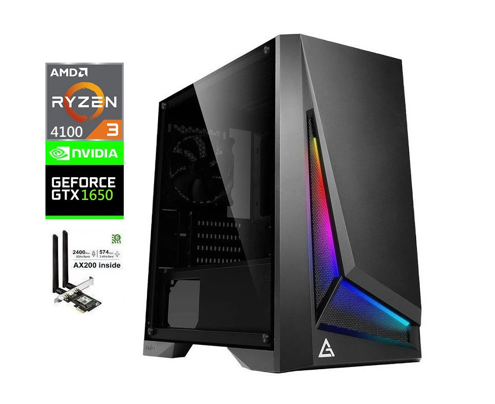 ATG ATG-4100-16G2T-1650-NO Dapper Dark Phantom GTX 1650 Desktop PC Gaming System, ARGB Case, Wifi 6