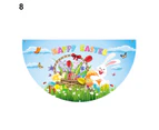 Fan-shaped Flag Cartoon Rabbit Polyester Cute Easter Egg Delicate Semicircle Banner for Garden-8