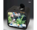 Energy Saving Fish Tank Stylish Reusable Clamshell Feeding Window Fish Terrarium Household Supplies-Black