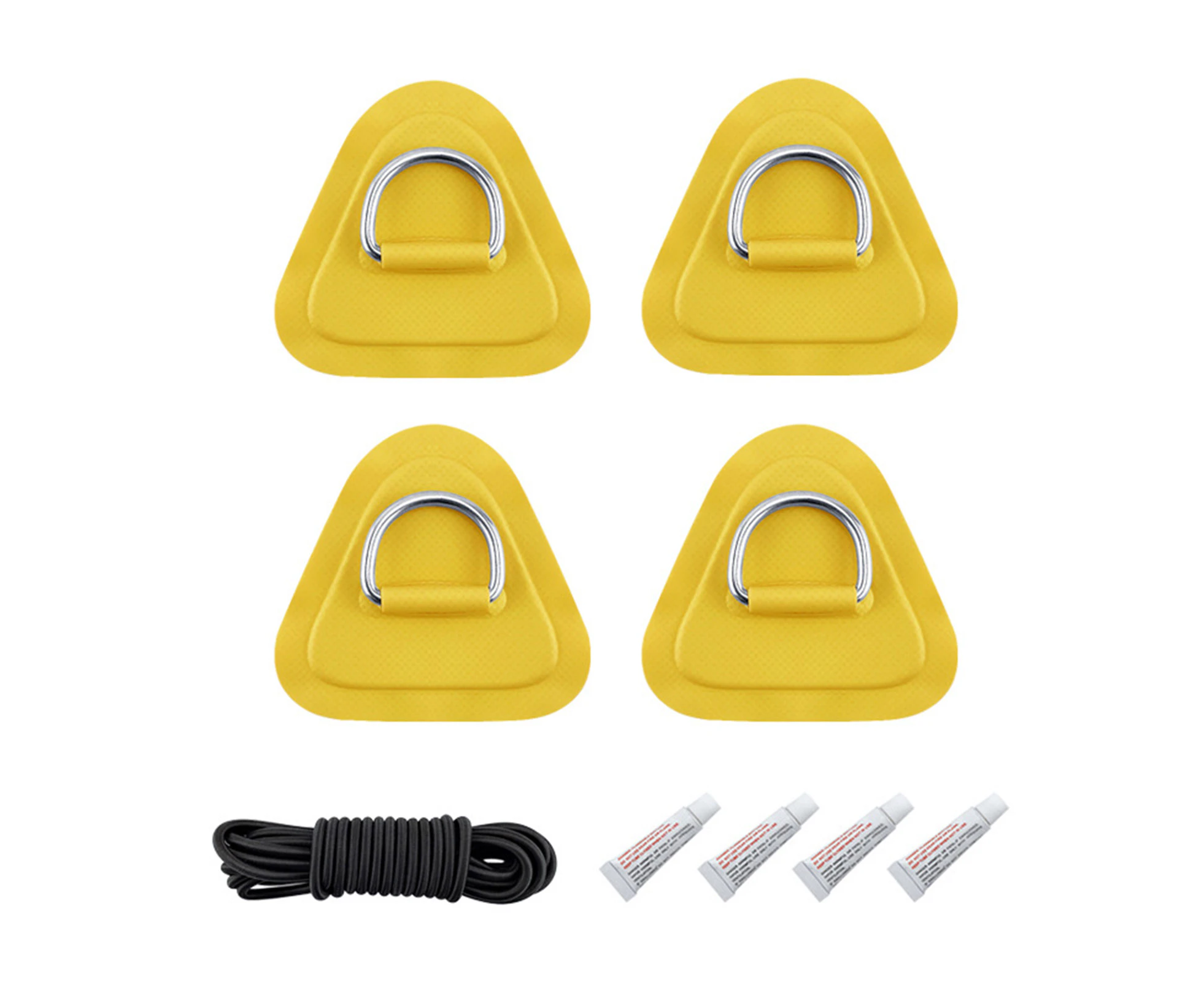 1Set D Ring Patch Waterproof Easy to Use Stainless Steel Surfboard SUP PVC Patch for Canoe Yellow