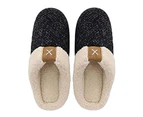 Cozy Memory Foam Slippers Fuzzy Wool-Like Plush Fleece Lined House Shoes W/Indoor, Outdoor Anti-Skid Rubber Sole - Black