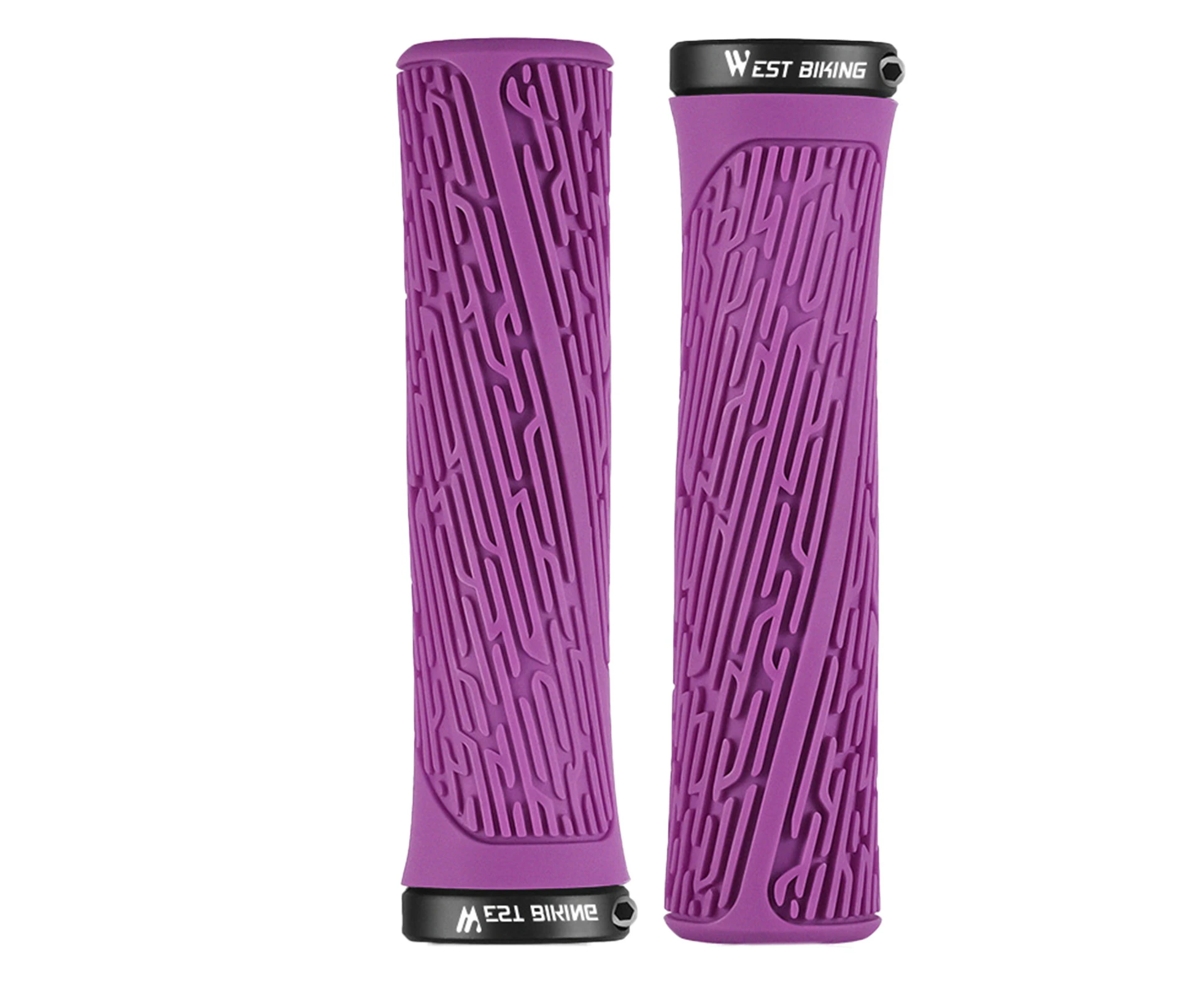 1 Pair Waterproof Bike Grip Anti-Slip Thicken Texture Bicycle Soft Rubber MTB Road Shockproof Handlebar for Outdoor-Purple