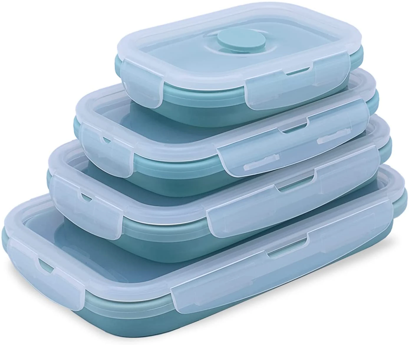 Set Of 4 Collapsible Silicone Food Storage Container, Leftover Meal Box For Kitchen, Bento Lunch Boxes, Bpa Free, Microwave, Dishwasher And Freezer Safe