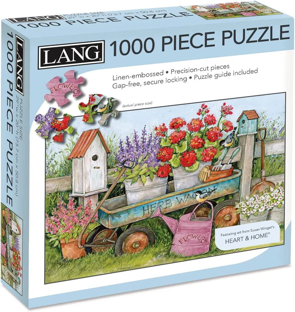 Lang Jigsaw Puzzle 1000 Piece Blue Wagon Linen Embossed