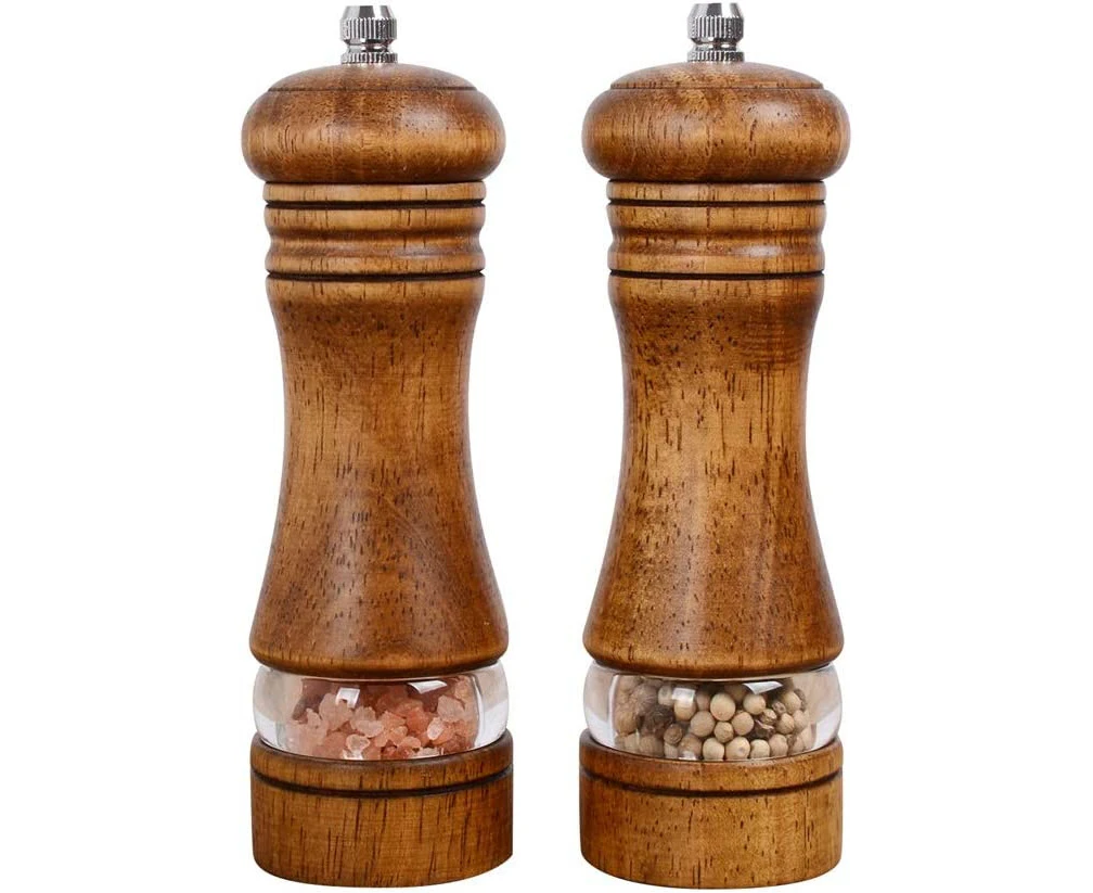 Pepper Grinder,Wood Salt and Pepper Grinder Mills Sets,6.5inch 2 Pack