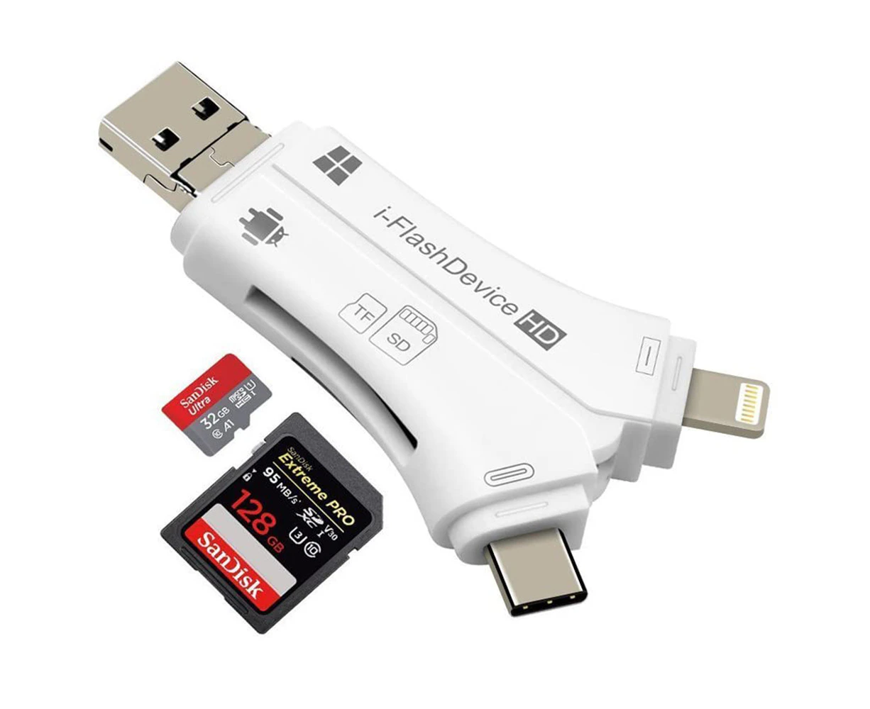 4 in 1 External Card Reader USB Micro SD & TF Card Reader