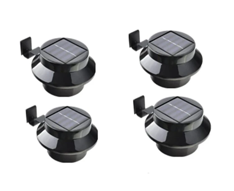 4 Pack Oudoor Solar Gutter Lights Waterproof Sun Power Smart Solar Led Gutter Night Utility Security Light, Black