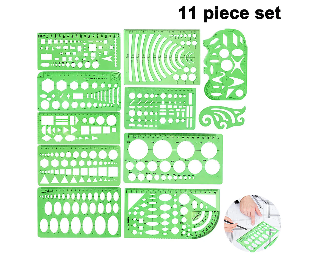 Circle Templates Measuring Geometry Ruler Plastic Geometric Drawing Painting Stencils Scale Drafting Tools Shape Stencils Drawing Set for School and Office