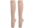 Elasticity Veins Socks Middle Tube Varicose Surgery Sequential  Reduce Compression Socks(Threelevel Middle Tube Open Toe (Skin Color) L)