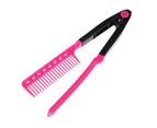 Multifunction V Shape Flat Hair Styling Straightening Comb Salon DIY Style Tool-Pink