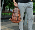 Men Quality Leather Casual Fashion Chest Sling Bag Design Travel Triangle One Shoulder Cross body Bag Daypack Male 8005bu - Light brown